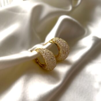 Sandra Crystal Mesh Gold Hoop Earrings