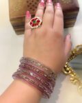 Sarita Glass Kundan Bangles - Lavender (Set of 4)