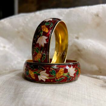 Brahmi Meenakari Bangles - Red/Size 2.6
