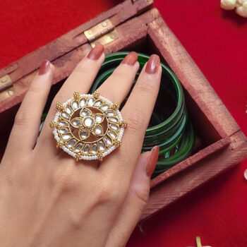 Karishma Kundan Ring - White
