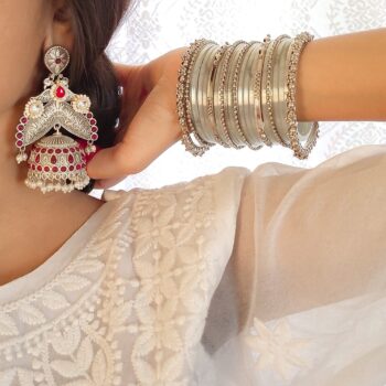 Ahana Fusion Jhumka - Magenta