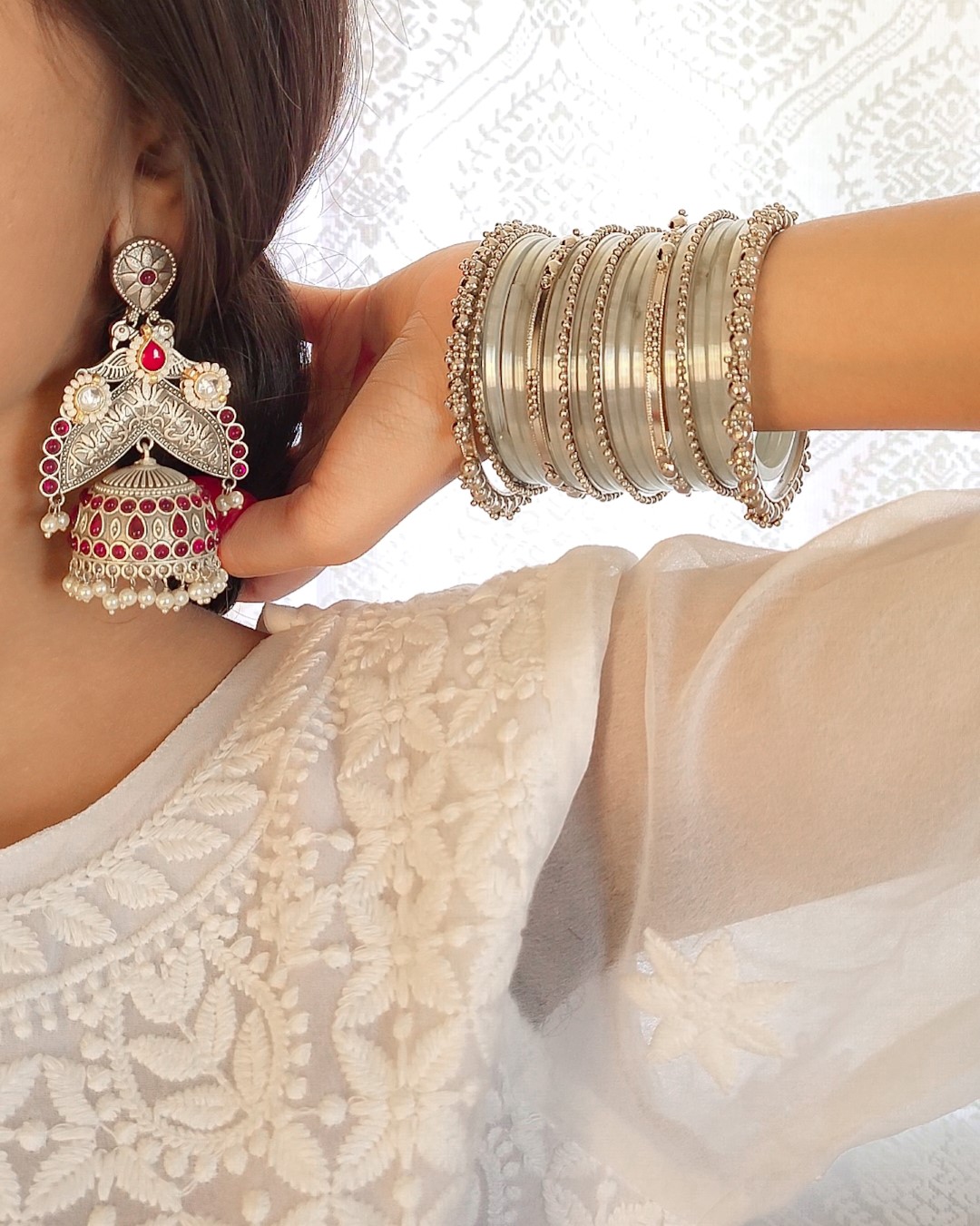 Ahana Fusion Jhumka - Magenta