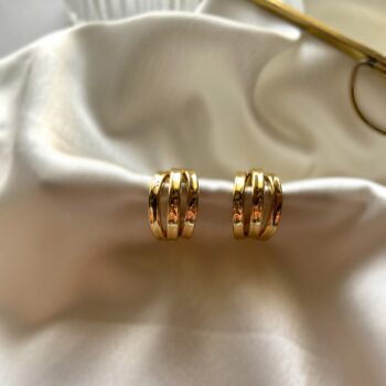 Alicia Triple Ring Gold Hoop Earrings
