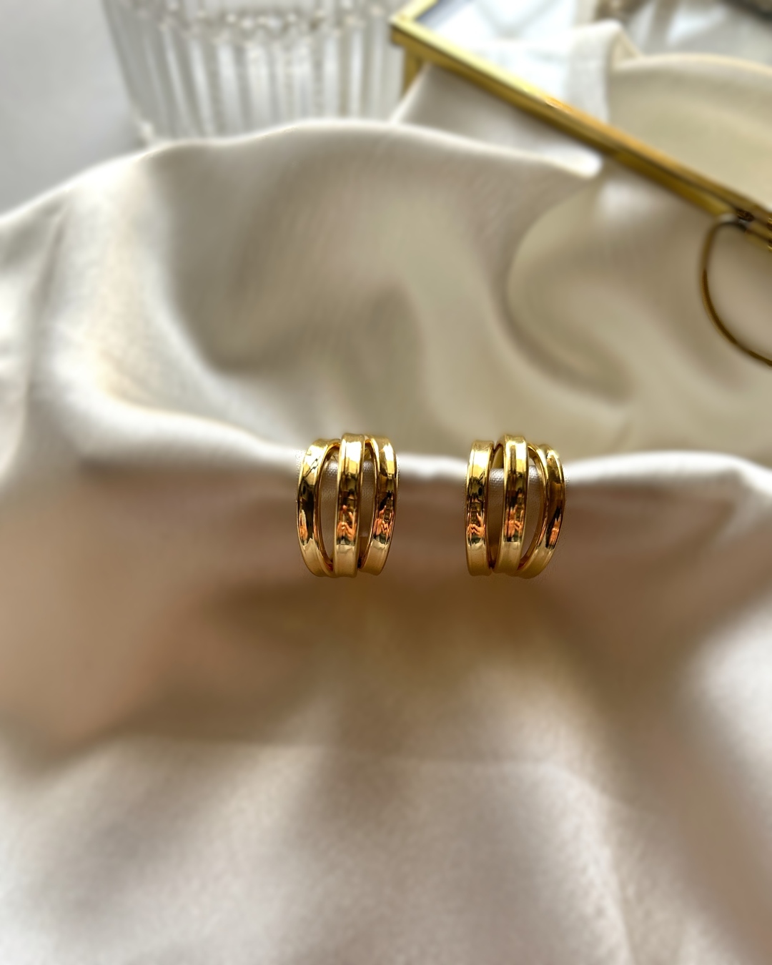 Alicia Triple Ring Gold Hoop Earrings