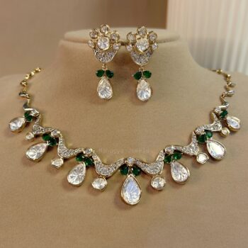 Alnitak Polki Necklace Set - Green