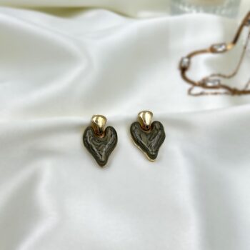 Amalfi Enamelled Innocent Heart Earrings- Chrome Grey