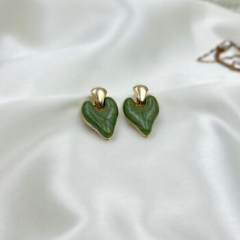 Amalfi Enamelled Innocent Heart Earrings- Green