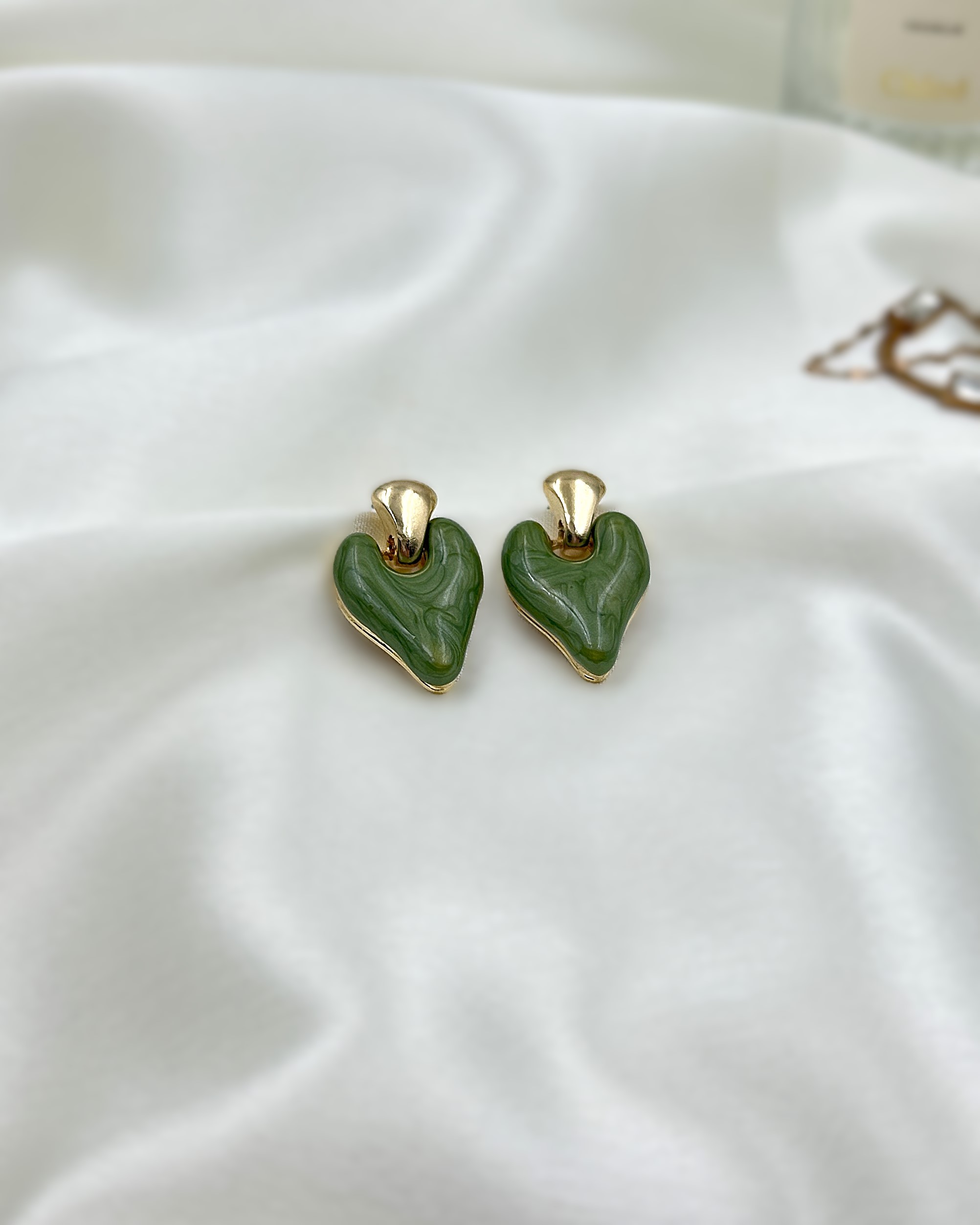 Amalfi Enamelled Innocent Heart Earrings- Green