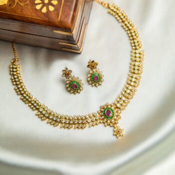 Asha Gold Flower Necklace Set