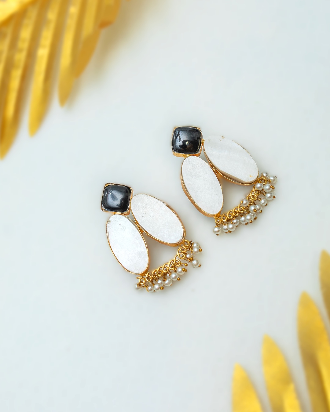 Bahaara Black & White Earrings