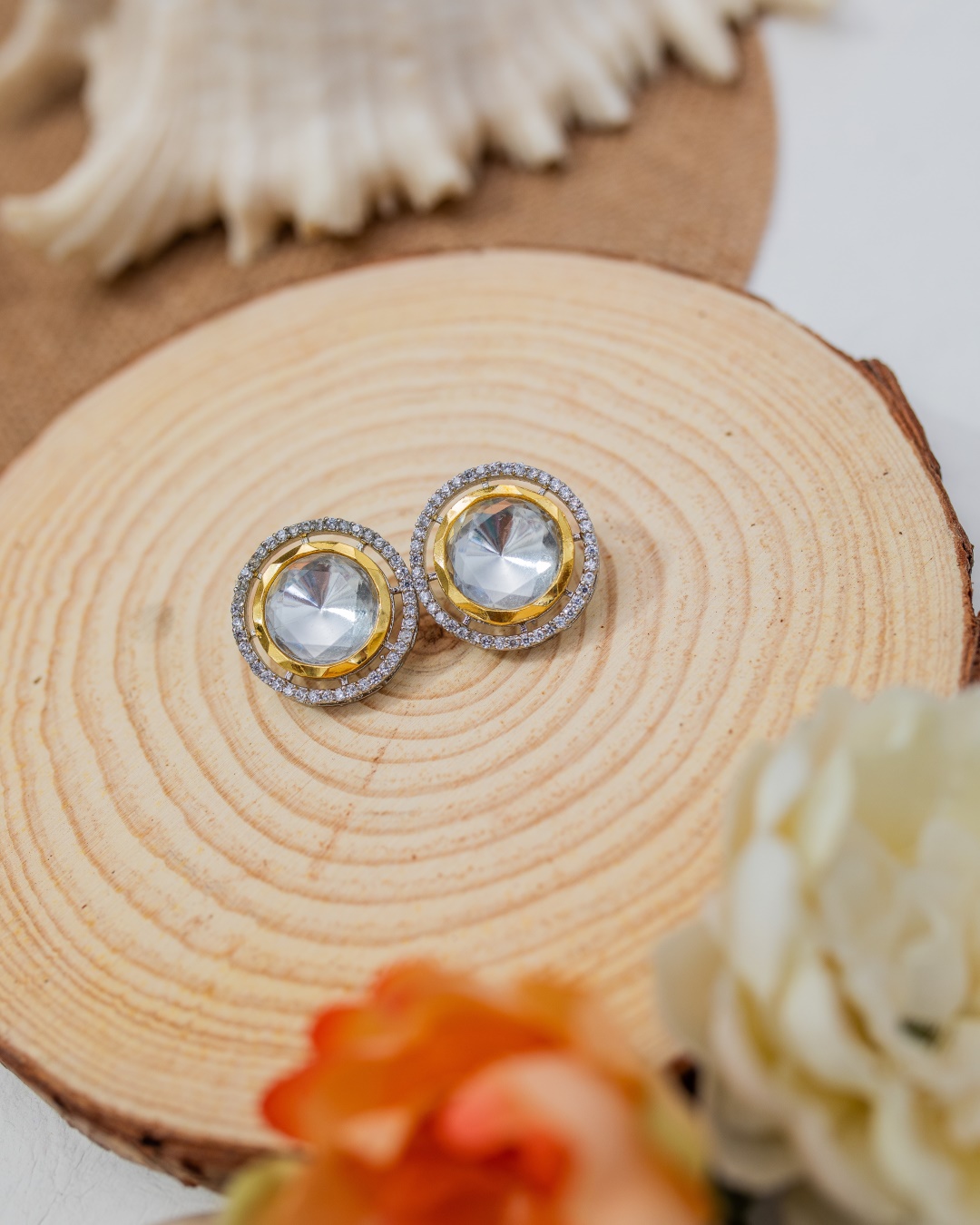 Beena Round Polki Studs