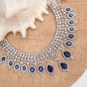 Bhumika AD Necklace Set - Blue