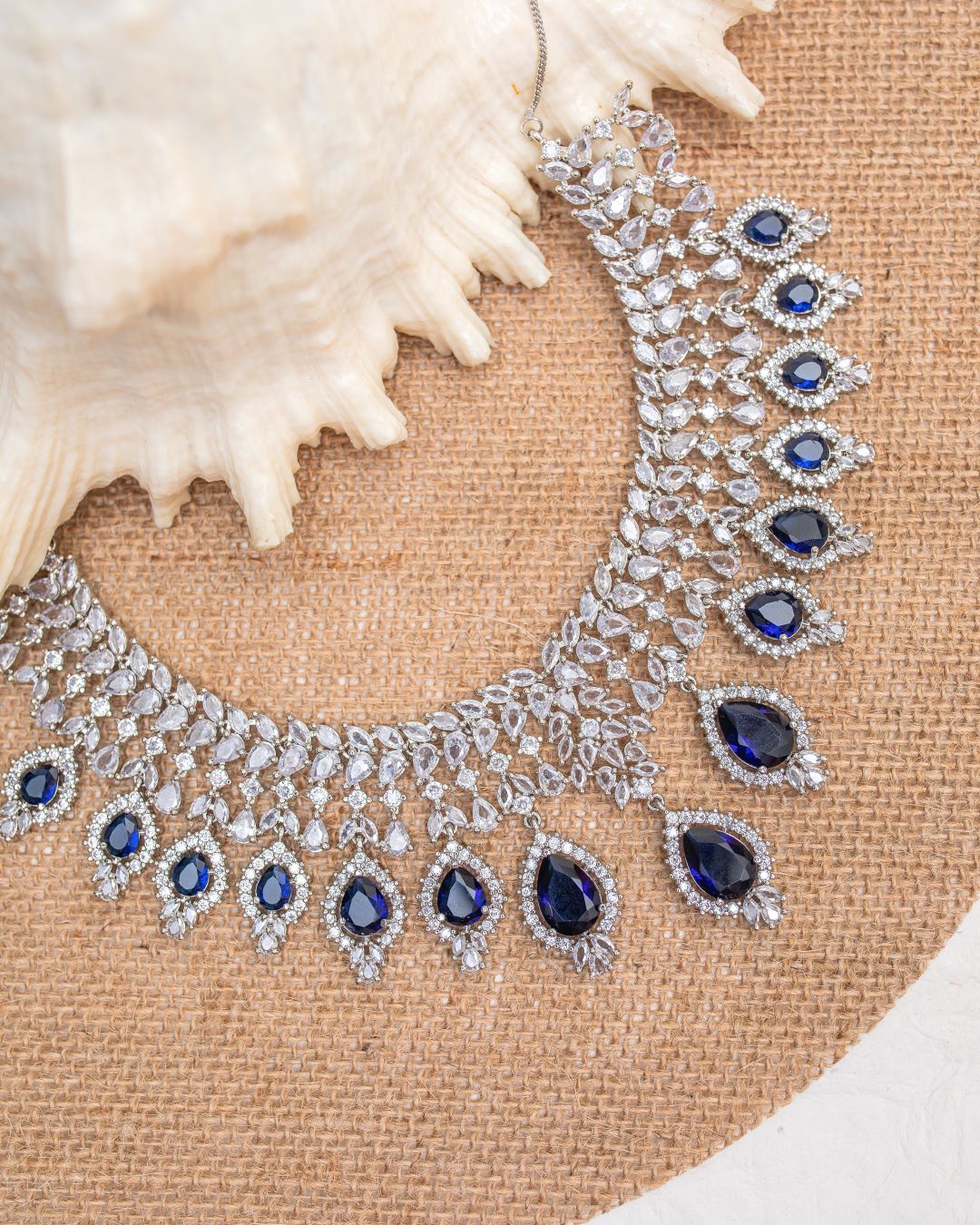 Bhumika AD Necklace Set - Blue