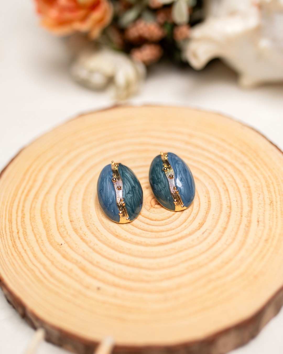 Bianca Enamelled Studs - Blue