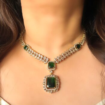 Charlotte American Diamonds Necklace Set - Emerald Green