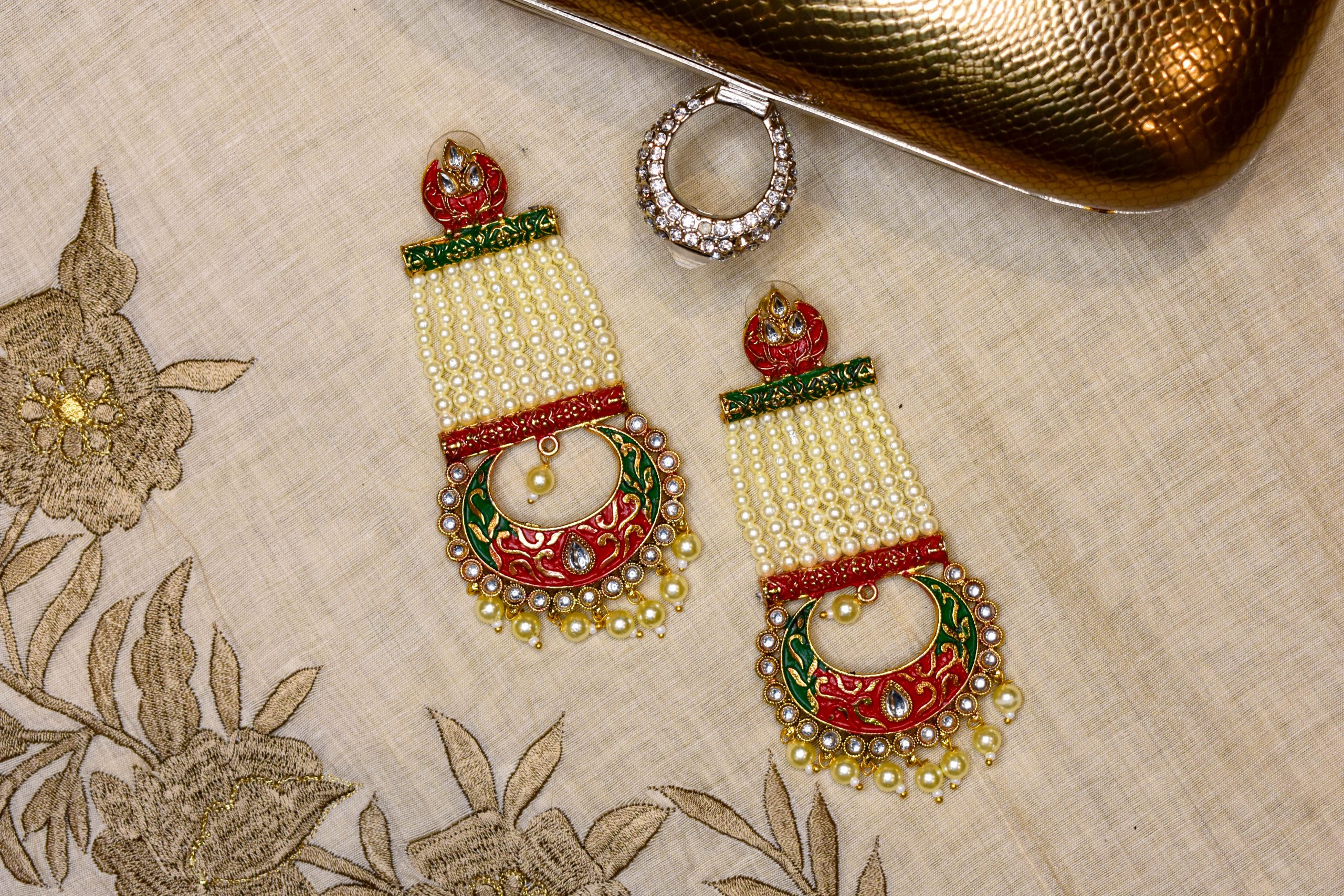 Minaz Earrings – Green & Maroon