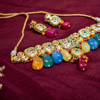Rivaz Multi Colour Kundan Necklace Set