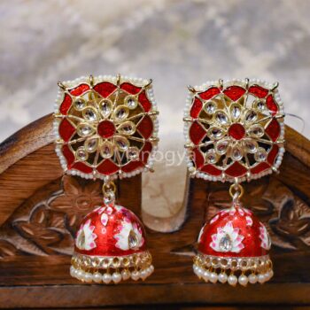 Advaya Meenakari Jhumki - Red