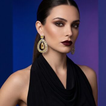 Deepika Teardrop Halo Earrings - Yellow