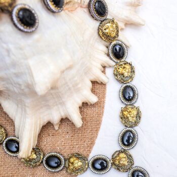 Dhairya Lion Necklace Set - Black