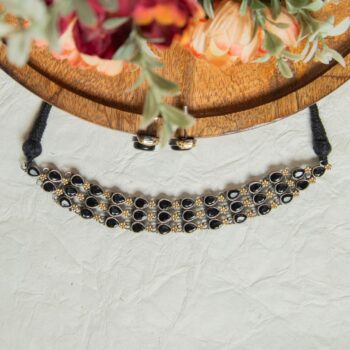 Dhara Oxidised Choker Necklace Set - Black