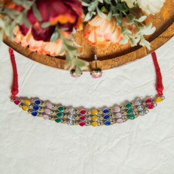 Dhara Oxidised Choker Necklace Set - Multi Colour