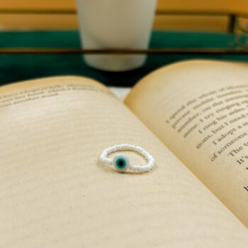 Evil Eye Ring - White