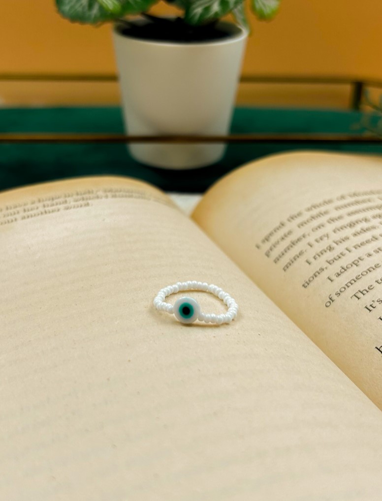 Evil Eye Ring - White