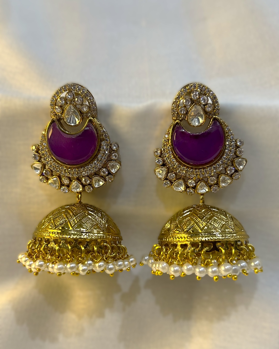 Gulnaaz Polki Jhumkas - Purple