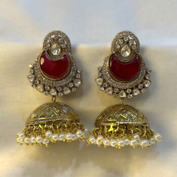 Gulnaaz Polki Jhumkas - Red