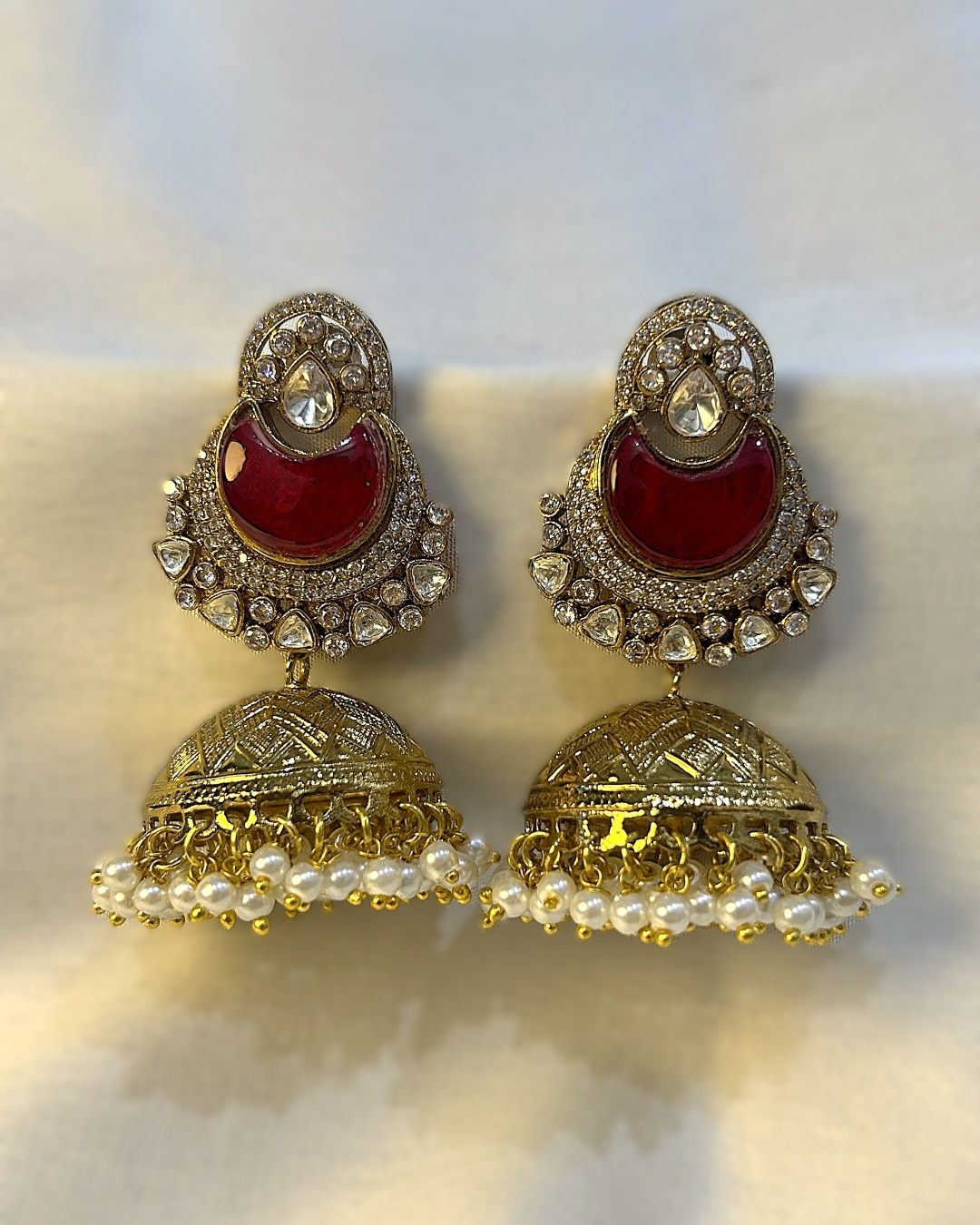 Gulnaaz Polki Jhumkas - Red