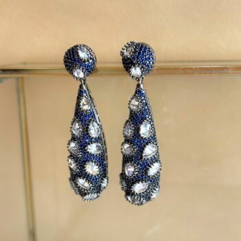 Hailey Pavé Drop Earrings - Sapphire Blue