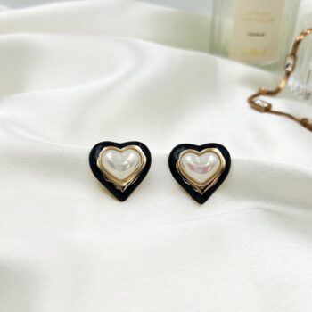 Hannah Heart Studs - Black