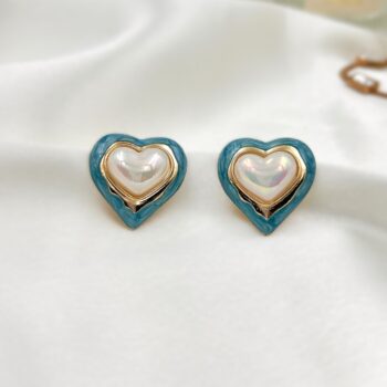 Hannah Heart Studs - Blue