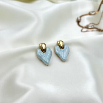 Amalfi Enamelled Innocent Heart Earrings- Sky Blue