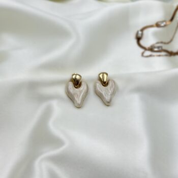 Amalfi Enamelled Innocent Heart Earrings- White