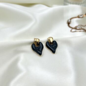 Amalfi Enamelled Innocent Heart Earrings- Black