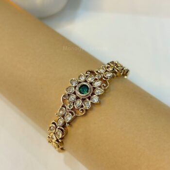 Jasleen Openable Polki Bracelet - Green