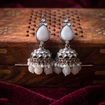 Jiva Grey CZ Jhumkis