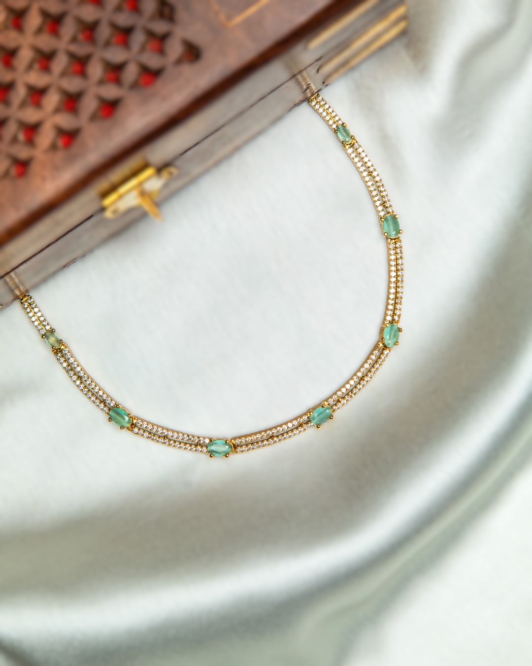 Juhi Sleek AD Necklace - Mint Blue