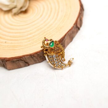 Kalki Peacock Saree Pin - Green