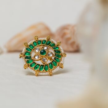 Karishma Kundan Ring - Green