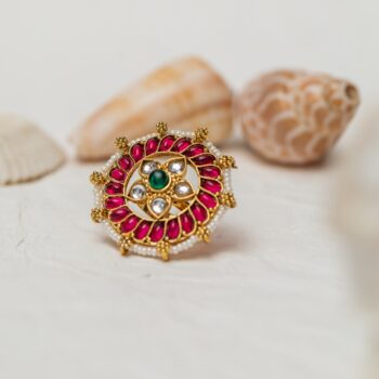 Karishma Kundan Ring - Magenta