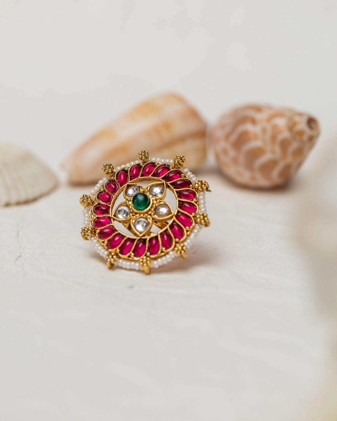 Karishma Kundan Ring - Magenta