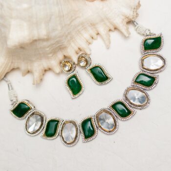 Kriti Polki Necklace Set - Green