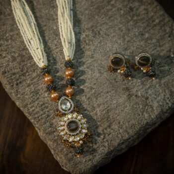 Latika Long Necklace Set - Black