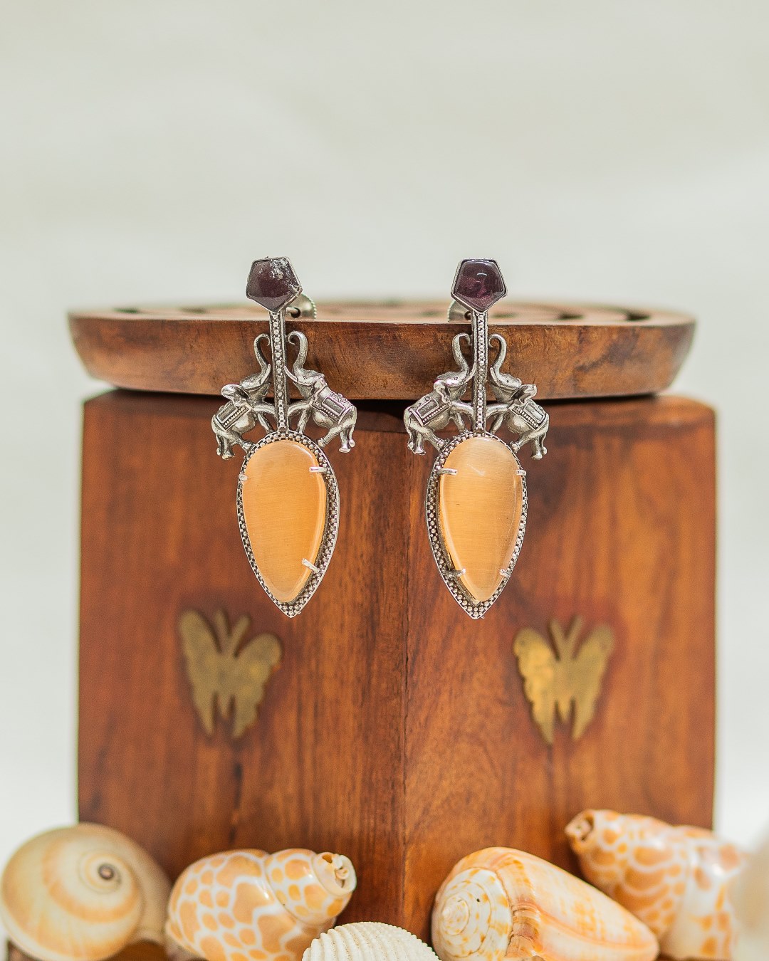 Lavanya SLA Earrings - Peach/Purple