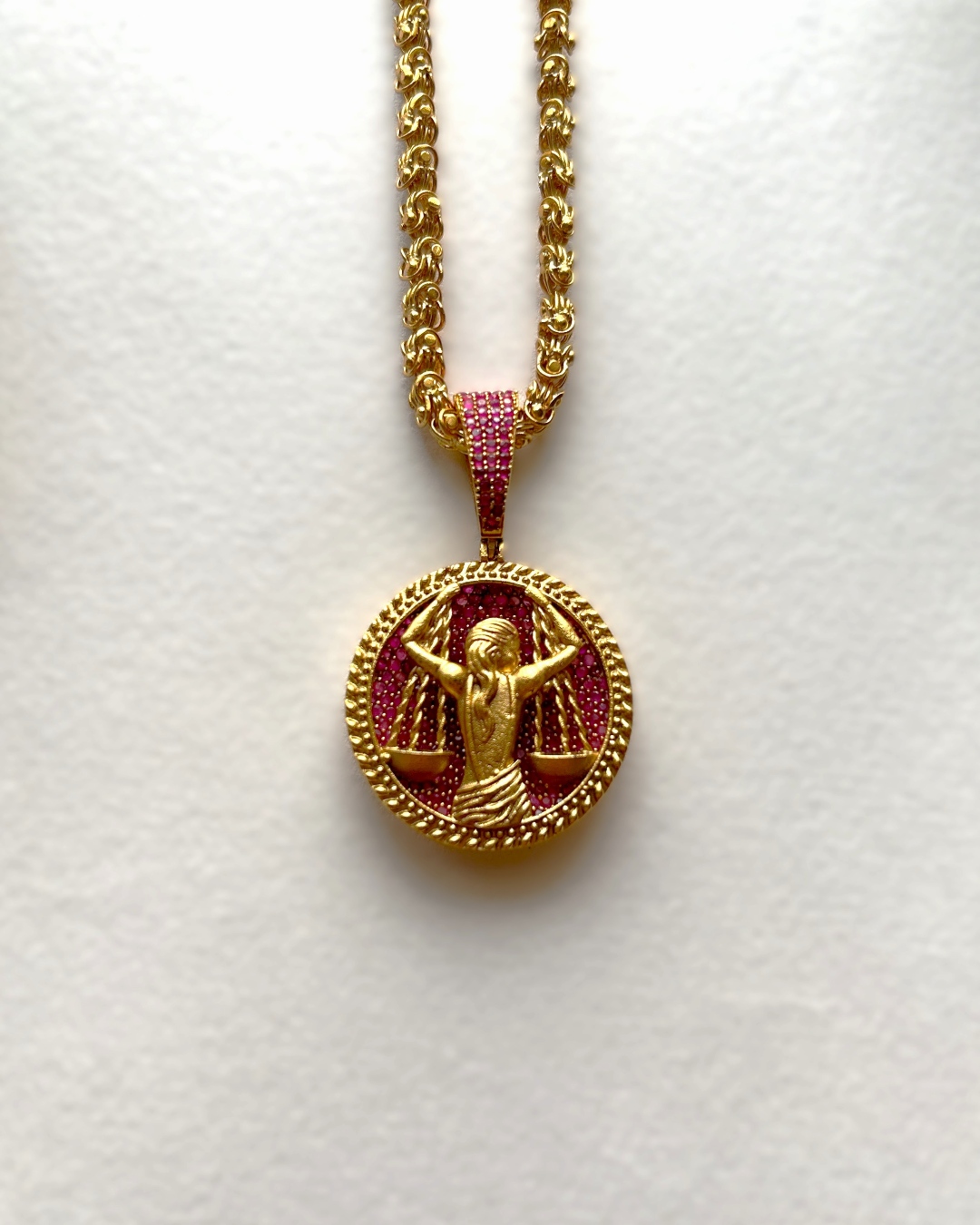 Libra Zodiac Pendant Chain - Magenta
