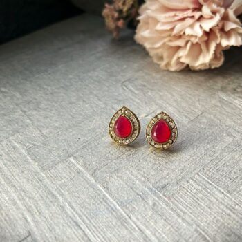 Ann Stone Studs - Maroon