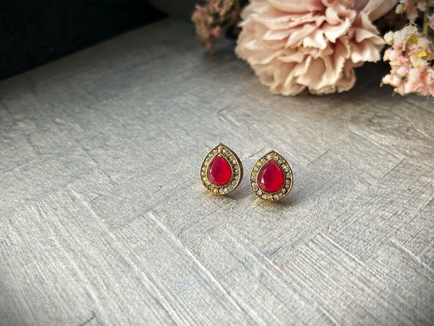 Ann Stone Studs - Maroon